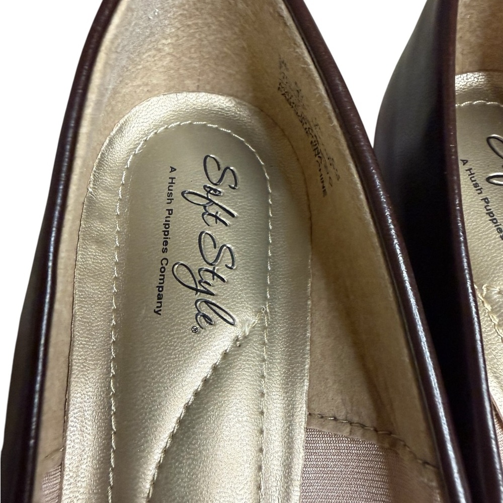 Hush Puppies Brown Leather Slip-On Women's short heels - Picture 7 of 10